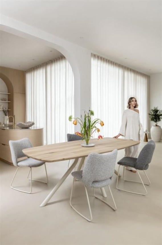 XOOON Arvada, Tisch 160 x 100 cm. - ovale - zentralem Fuß Nebbia - Beige, Braun - 7