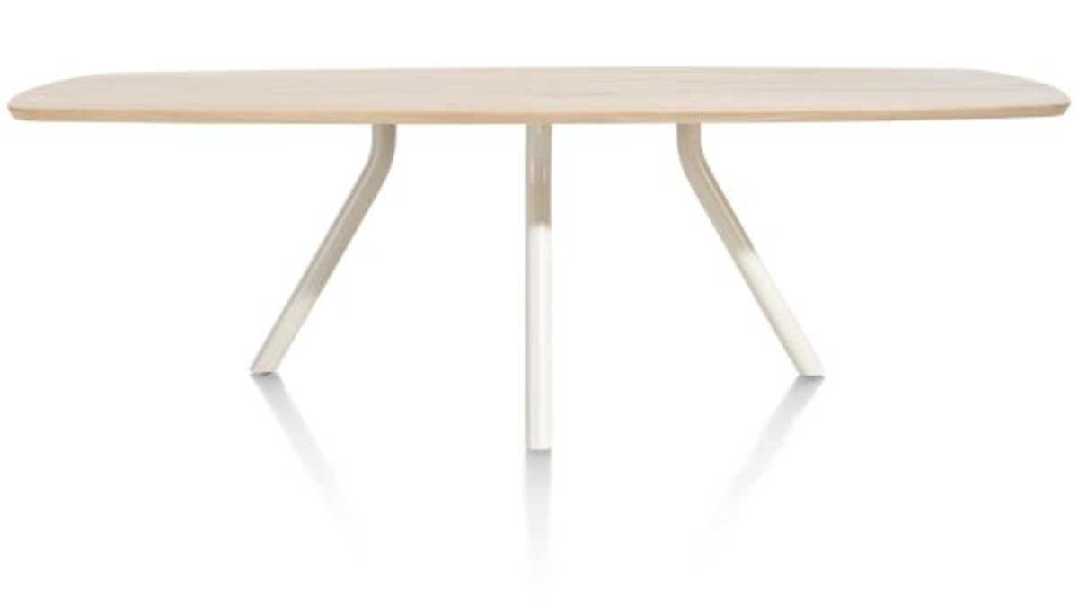 XOOON Arvada, Tisch 220 x 110 cm. - ovale - zentralem Fuß Nebbia - Beige, Braun - 4