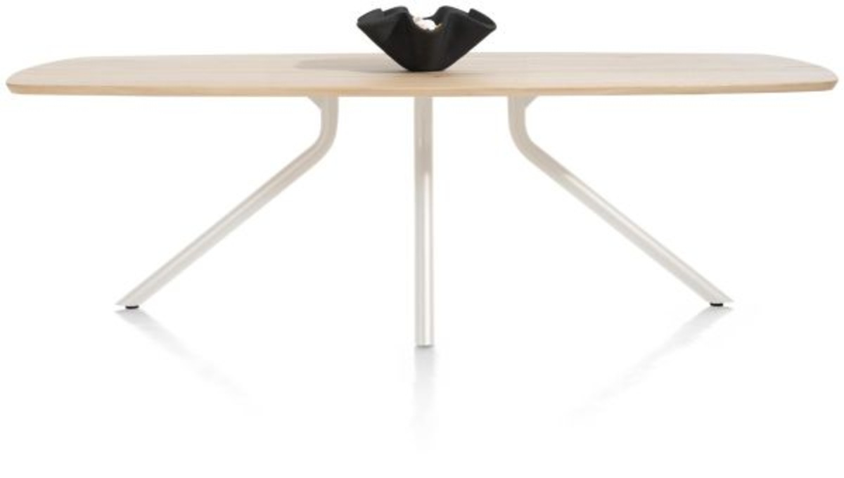 XOOON Arvada, Tisch 250 x 110 cm. - ovale - zentralem Fuß Nebbia - Beige, Braun - 1