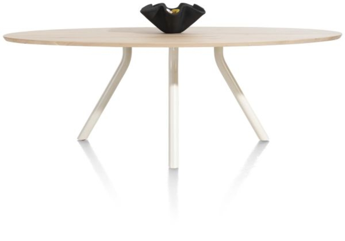 XOOON Arvada, Tisch 220 x 110 cm. - Ellipse - zentralem Fuß Nebbia - Beige, Braun - 1