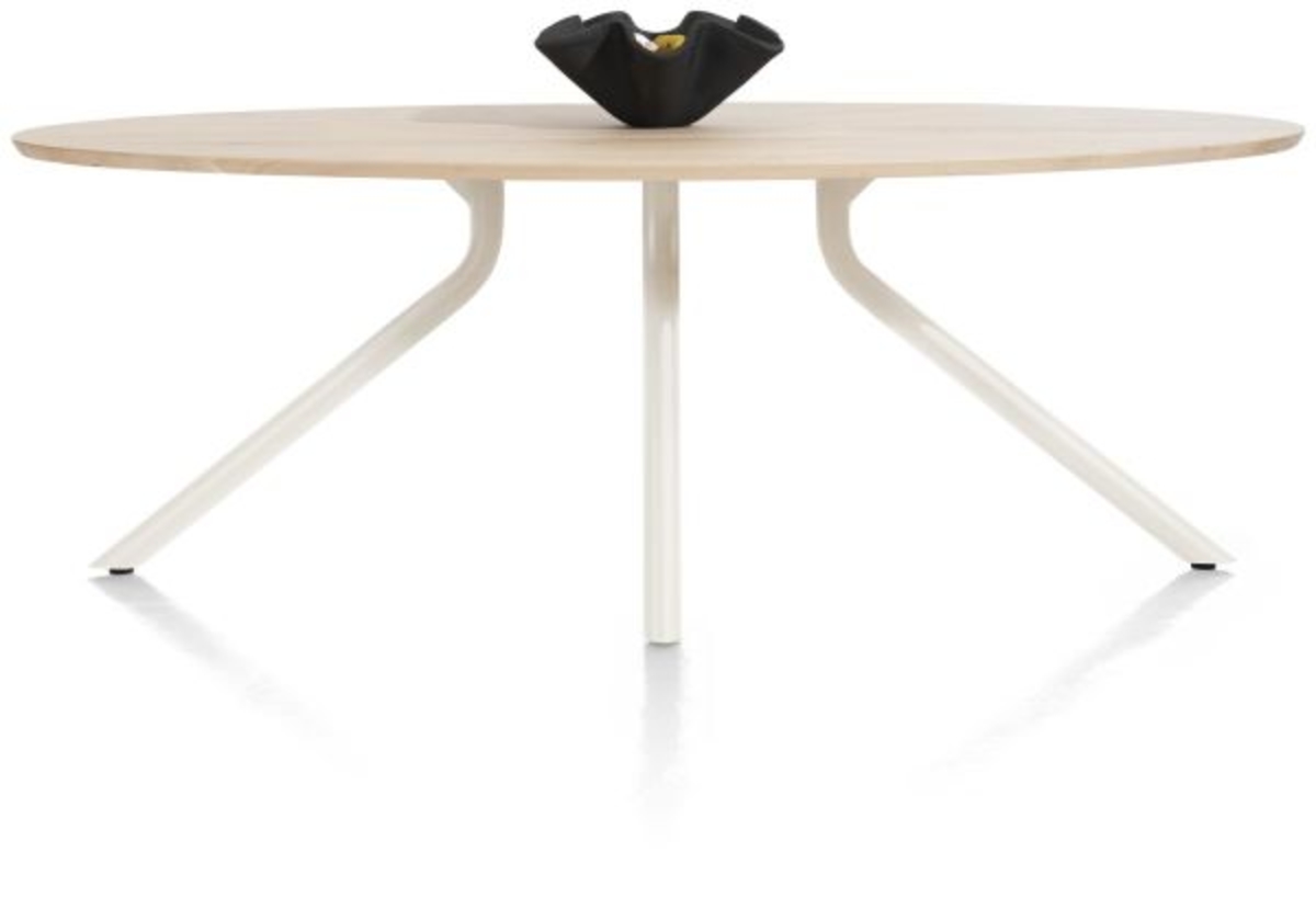 XOOON Arvada, Tisch 220 x 110 cm. - Ellipse - zentralem Fuß Nebbia - Beige, Braun - 3