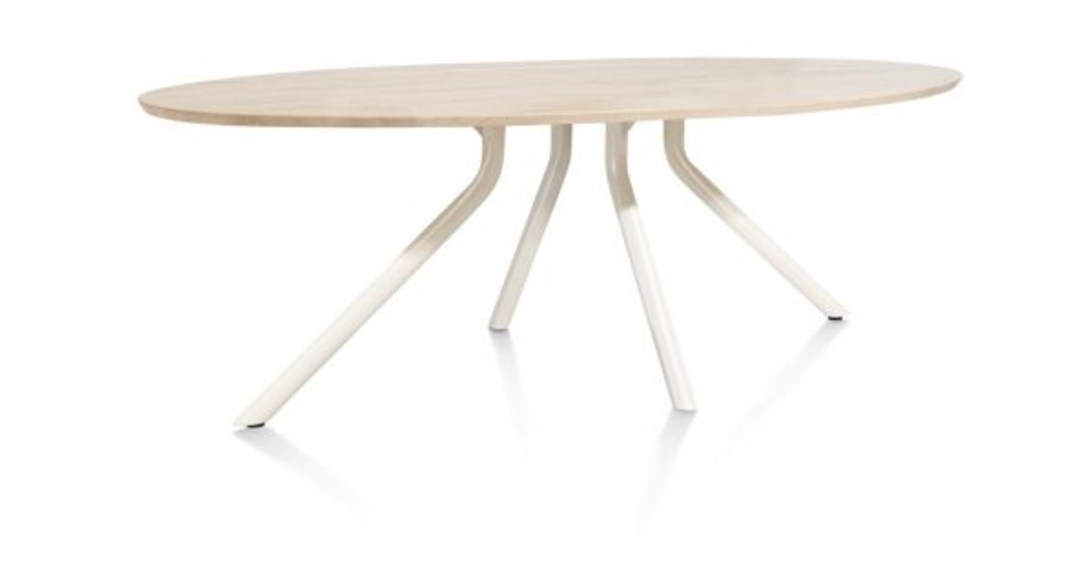 XOOON Arvada, Tisch 250 x 110 cm. - Ellipse - zentralem Fuß Nebbia - Beige, Braun - 2