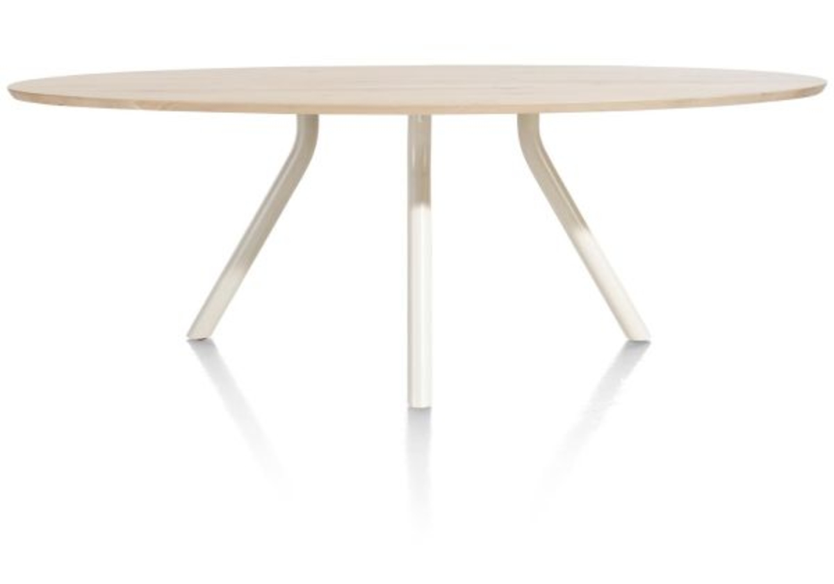 XOOON Arvada, Tisch 250 x 110 cm. - Ellipse - zentralem Fuß Nebbia - Beige, Braun - 4