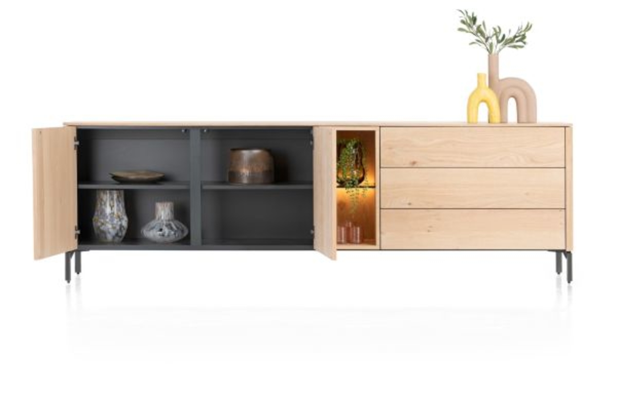 XOOON Trenton, Sideboard 240 cm. - 2 türen + 3 schubladen + 2 nischen -  - 3