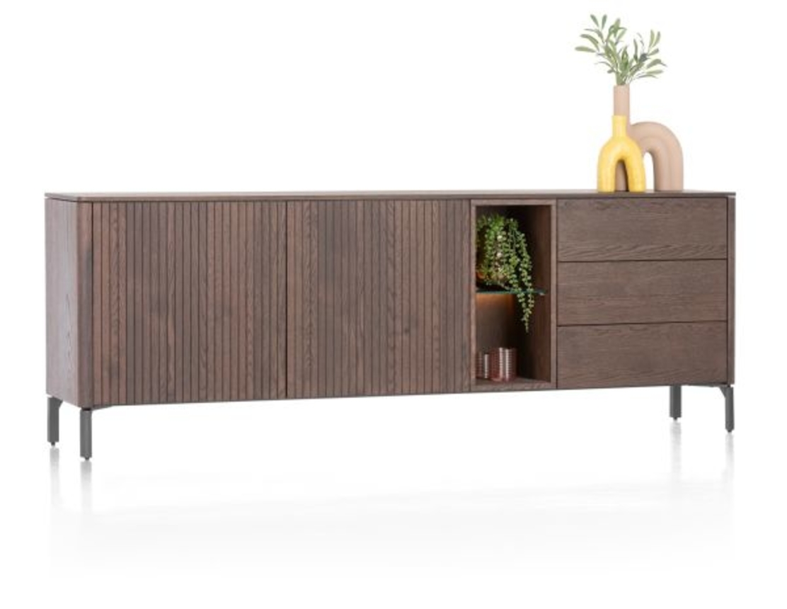 XOOON Trenton, Sideboard 210 cm. - 2 türen + 3 schubladen + 2 nischen -  - 2