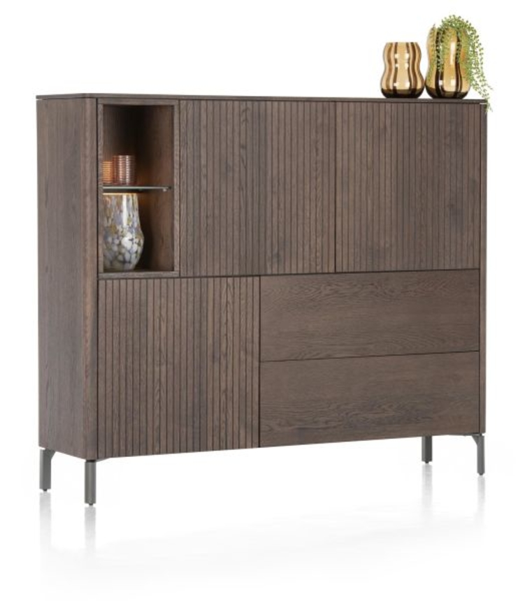 XOOON Trenton, Higboard 153 cm - 3-Türen + 2-Laden + 2-Nischen -  - 2