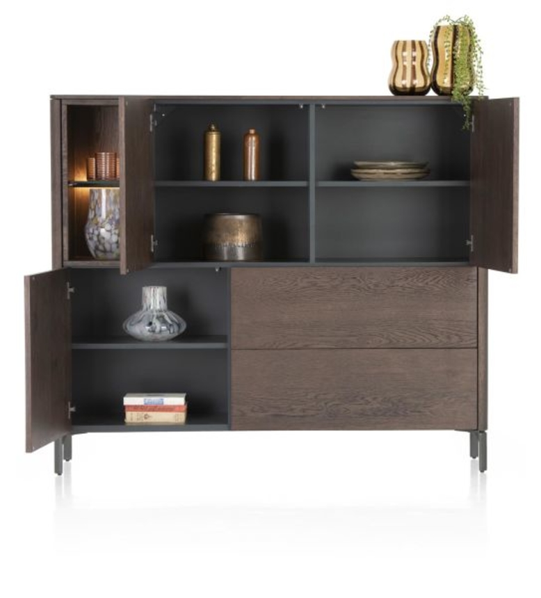 XOOON Trenton, Higboard 153 cm - 3-Türen + 2-Laden + 2-Nischen -  - 3