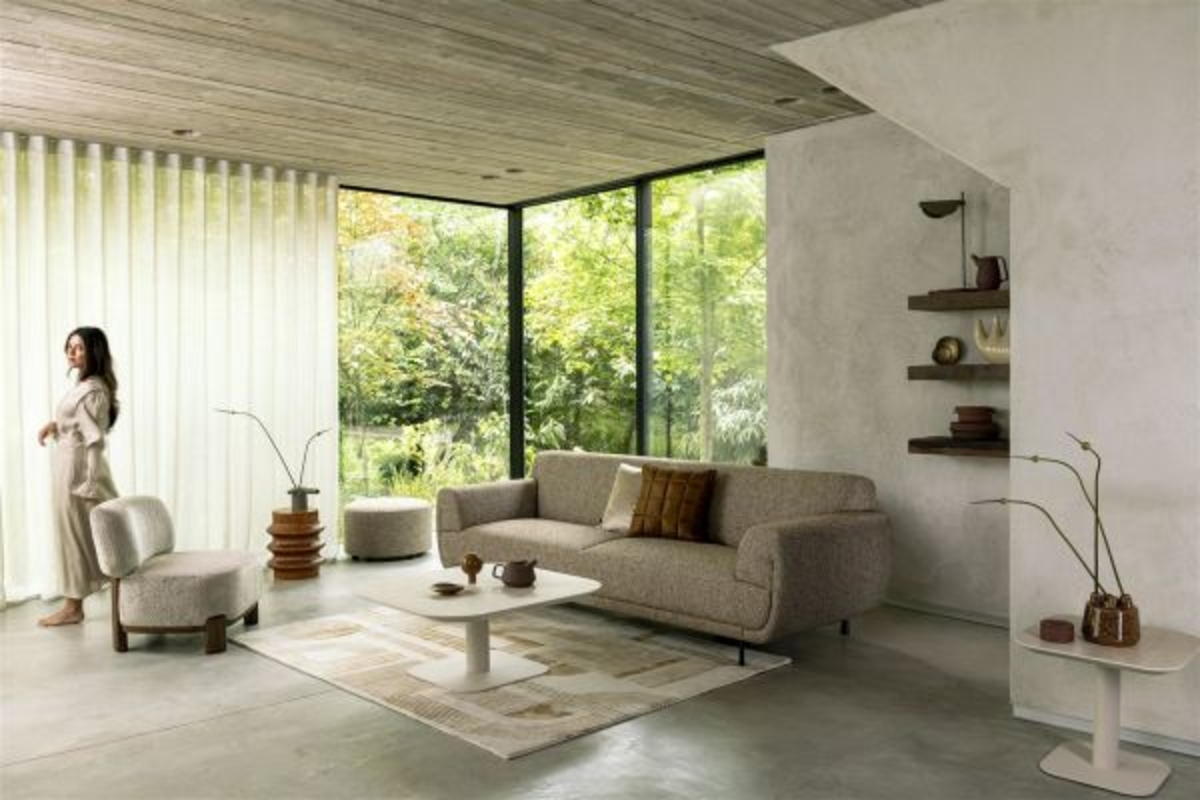 XOOON Brianto, Couchtisch 50 x 50 cm - Keramik Travertin Platte - Beige - 12