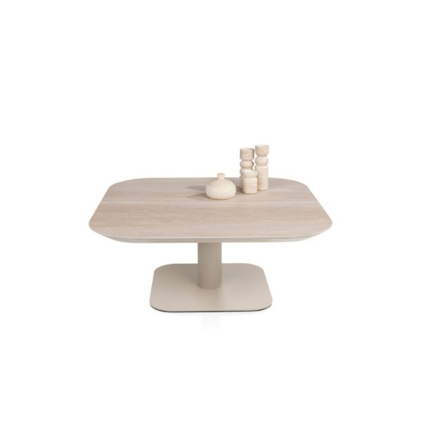 XOOON Brianto, Couchtisch 90 x 90 cm - Keramik Platte - Beige - 1