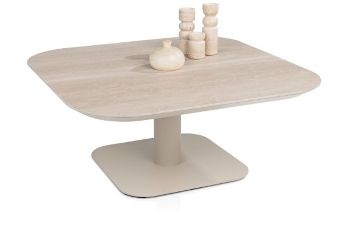 XOOON Brianto, Couchtisch 90 x 90 cm - Keramik Platte - Beige - 3