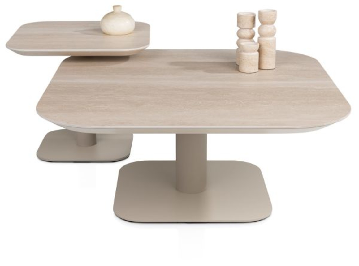 XOOON Brianto, Couchtisch 90 x 90 cm - Keramik Platte - Beige - 4