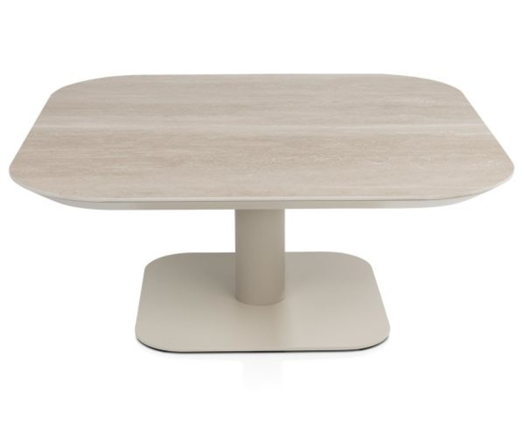 XOOON Brianto, Couchtisch 90 x 90 cm - Keramik Travertin Platte - Beige - 6
