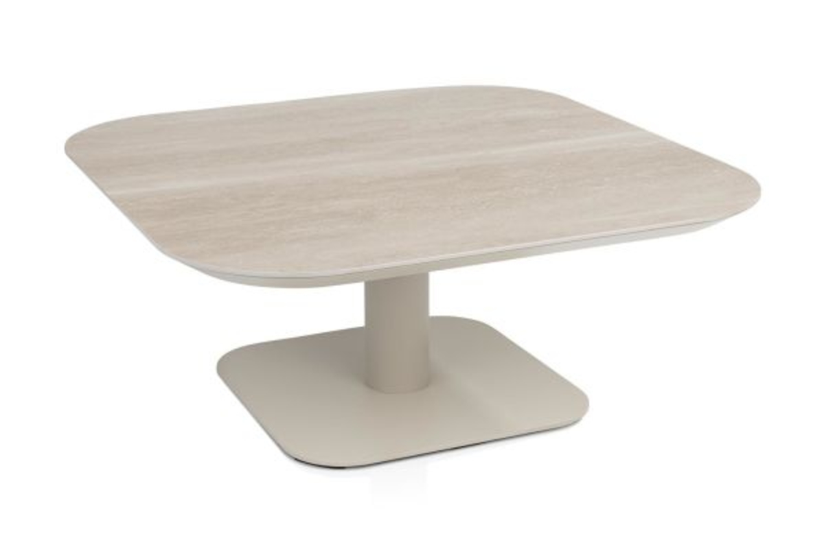 XOOON Brianto, Couchtisch 90 x 90 cm - Keramik Travertin Platte - Beige - 7