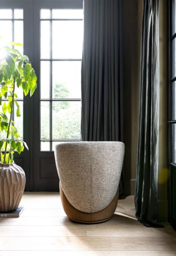 XOOON Solee, Sessel - drehbar - Lendekissen inklusive - Kombination Stoff Luton & Cadiz - Creme, Creme - 8