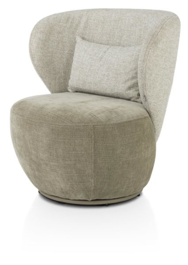 XOOON Solee, Sessel - drehbar - Lendekissen inklusive - Kombination Stoff Luton & Cadiz - Grün, Oliv - 2