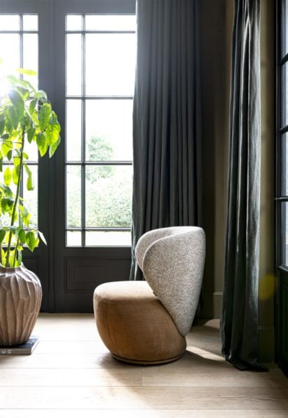 XOOON Solee, Sessel - drehbar - Lendekissen inklusive - Kombination Stoff Luton & Cadiz - Kupfer, Kupfer - 6