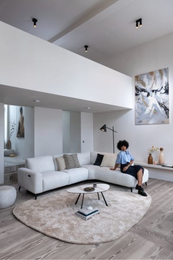 XOOON Carini, Ottomane groß- rechts - Grau, Weiss - 32