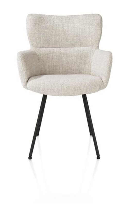 XOOON Sage, Armlehnstuhl 4-Fußen rough off black - Stoff Luton - Creme - 1