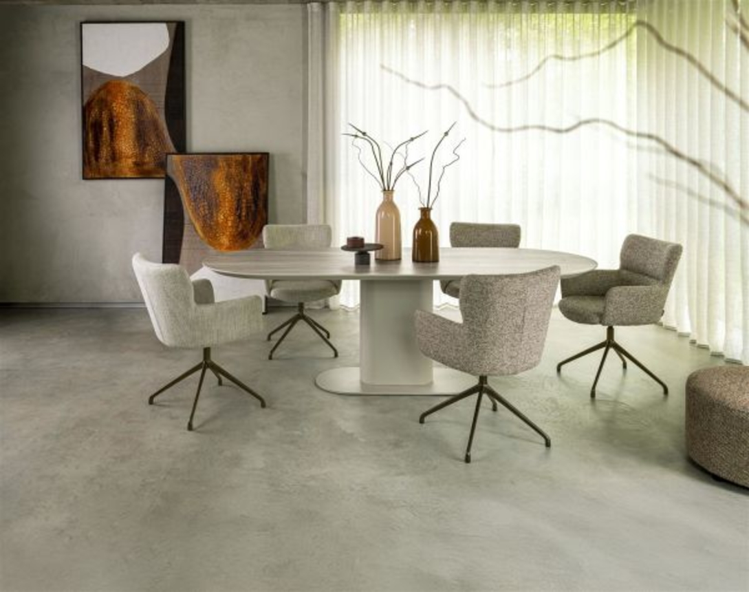 XOOON Sage, Armlehnstuhl 4 Fußen steelbrown - Stoff Luton - Creme - 5