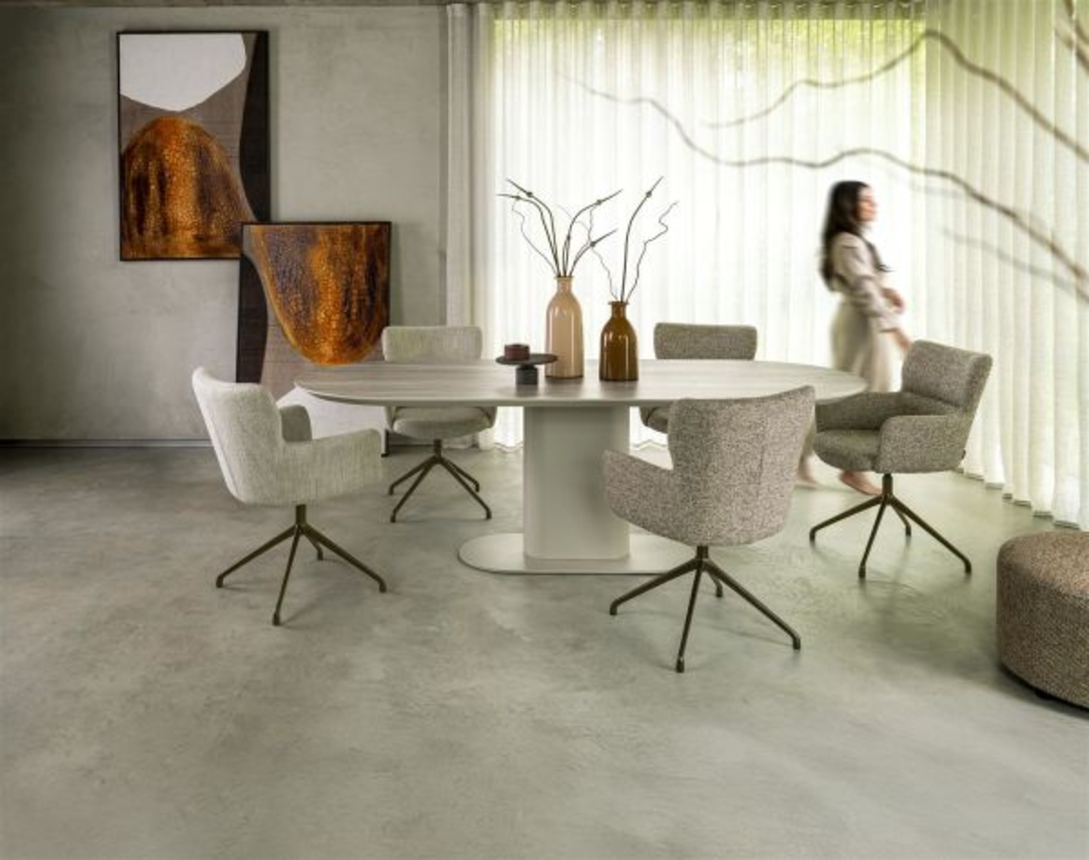 XOOON Sage, Armlehnstuhl 4 Fußen steelbrown - Stoff Luton - Creme - 6