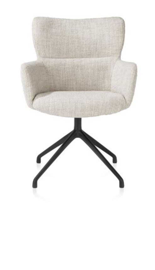 XOOON Sage, Armlehnstuhl drehbar - rough off black - Stoff Luton - Creme - 1