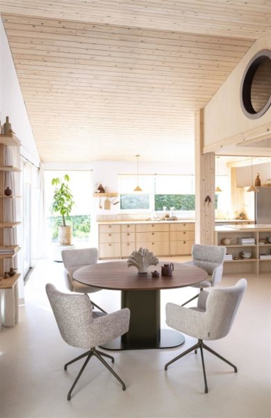 XOOON Sage, Armlehnstuhl drehbar - rough off black - Stoff Luton - Creme - 7