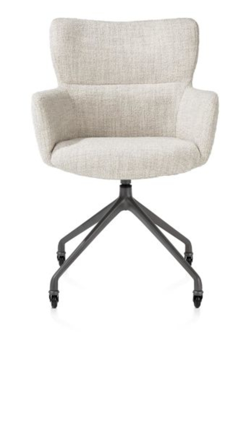 XOOON Sage, Armlehnstuhl + Rollen - Aluminium Gestell graphit - Stoff Luton - Creme - 1