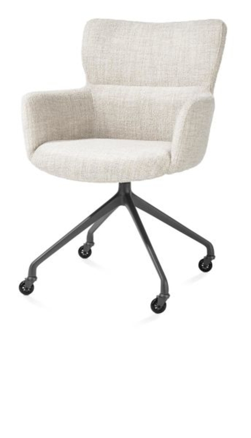 XOOON Sage, Armlehnstuhl + Rollen - Aluminium Gestell graphit - Stoff Luton - Creme - 2