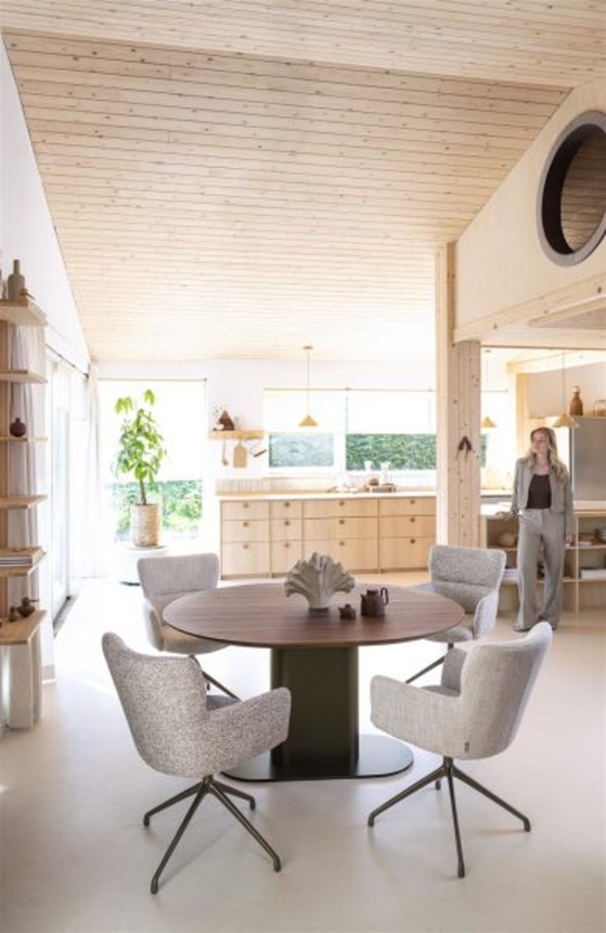 XOOON Sage, Armlehnstuhl + Rollen - Aluminium Gestell graphit - Stoff Luton - Creme - 9