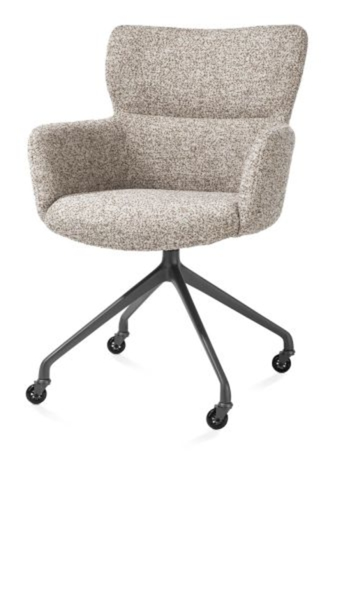 XOOON Sage, Armlehnstuhl + Rollen - Aluminium Gestell graphit - Stoff Luton - Kupfer - 2