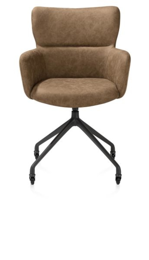 XOOON Sage, Armlehnstuhl + Rollen - Aluminium Gestell rough off black - Stoff Oregon -  - 1