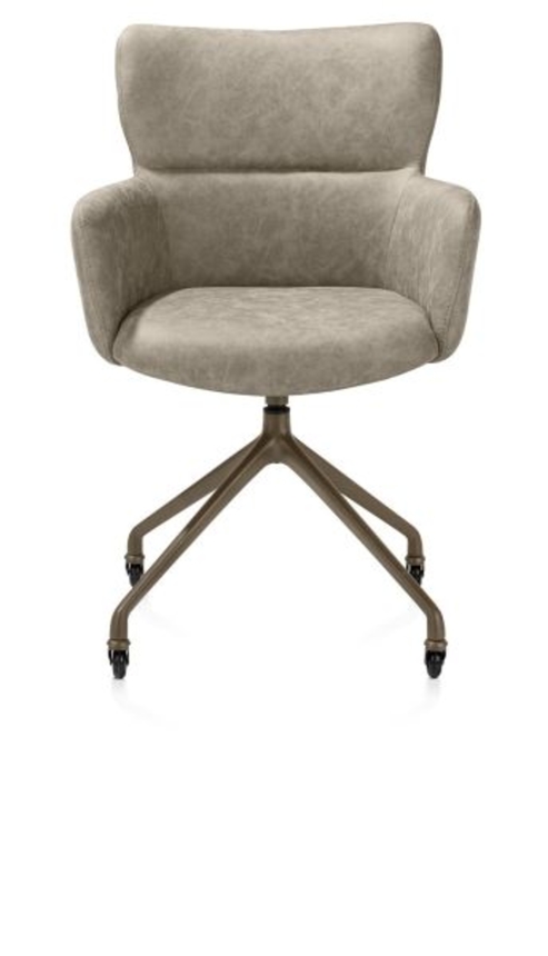 XOOON Sage, Armlehnstuhl + Rollen - Aluminium Gestell steelbrown - Stoff Oregon -  - 1