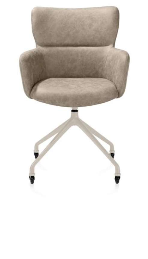 XOOON Sage, Armlehnstuhl + Rollen - Aluminium Gestell creme - Stoff Oregon -  - 1