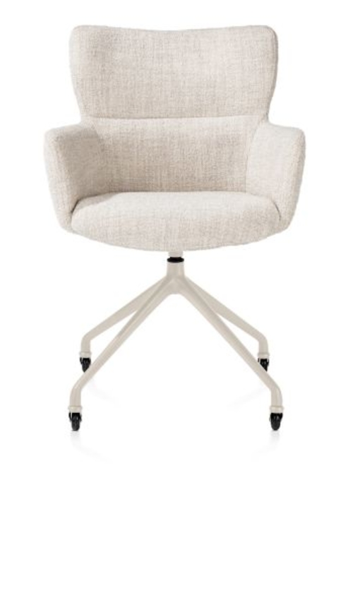 XOOON Sage, Armlehnstuhl + Rollen - Aluminium Gestell creme - Stoff Luton - Creme - 1