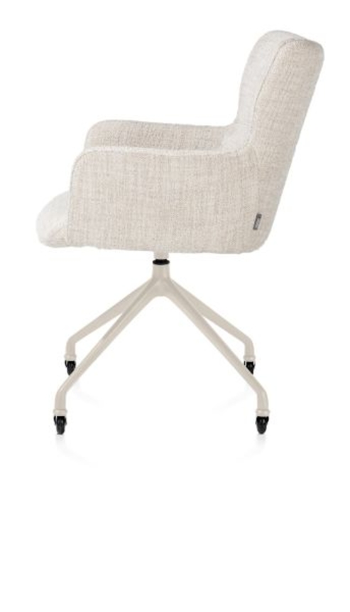 XOOON Sage, Armlehnstuhl + Rollen - Aluminium Gestell creme - Stoff Luton - Creme - 4