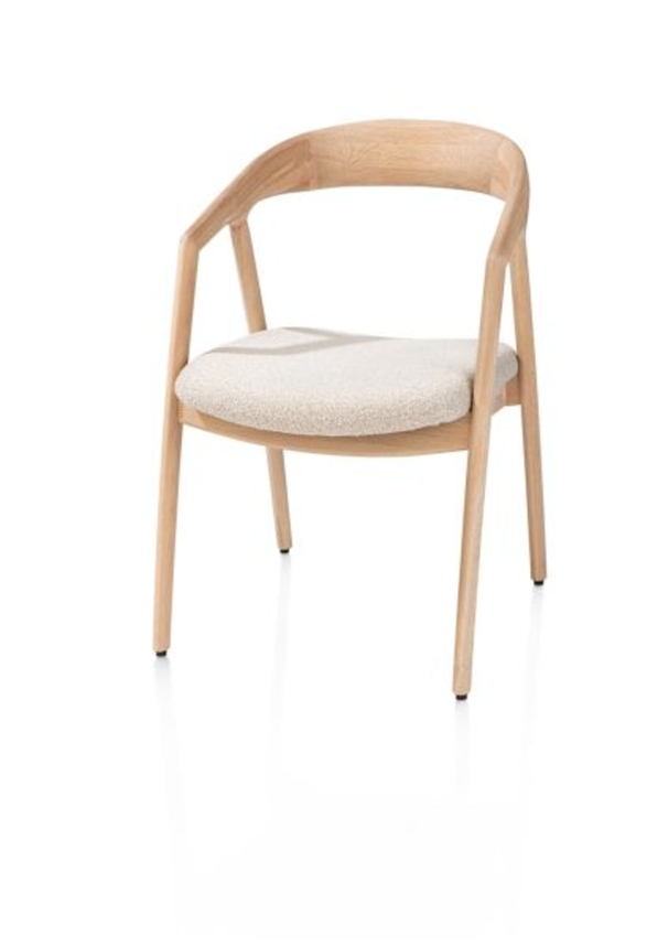 XOOON Dante, Armlehnstuhl - Eiche naturell mit Sitz in Stoff Cloudy - Beige - 2