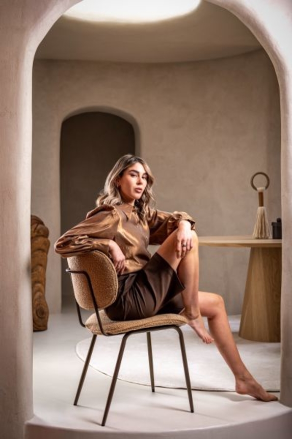 XOOON Lexi, Stuhl - steelbrown - Stoff Cloudy - Ocker - 11