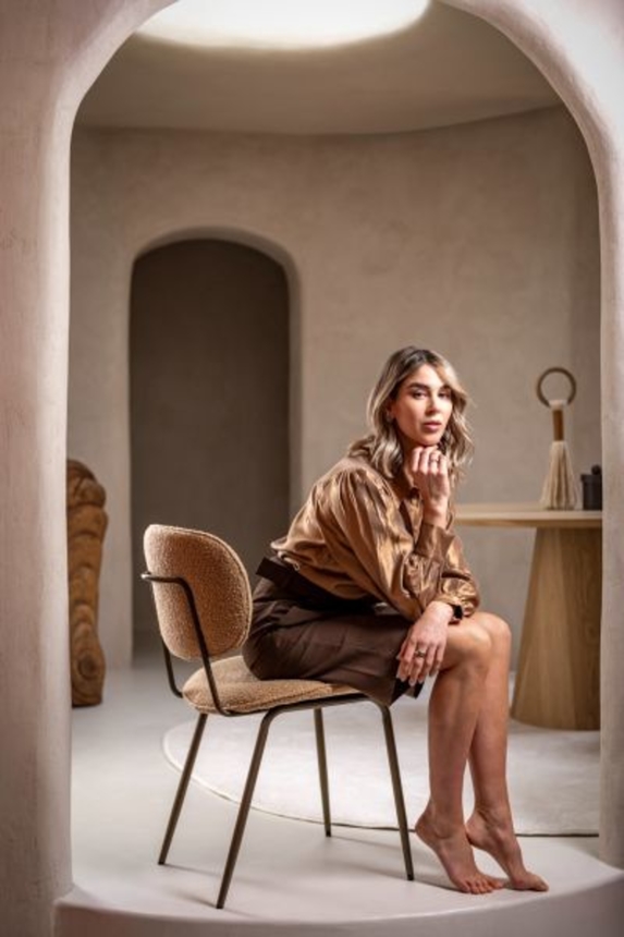 XOOON Lexi, Stuhl - steelbrown - Stoff Cloudy - Ocker - 13