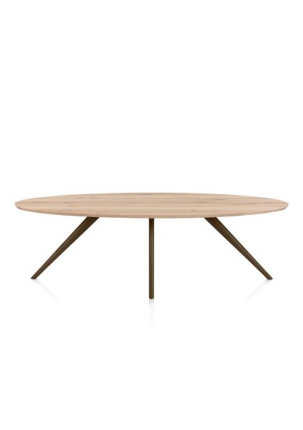 XOOON Arvada, Esstisch 250 x 110 cm, Ellipse, 4 Beine - Beige, Weiß, Gelb - 1