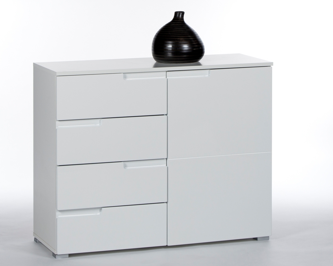 Kommode Bente, ca. 100x80 cm - Weiß Hochglanz - 1