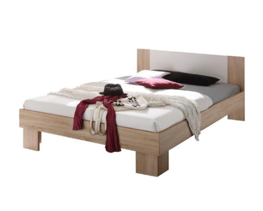 Futonbett "Patsy" Sonoma Eiche/weiß, ca. 140x200 cm, inkl. Matratze, Rollrost - weiß/braun - 1