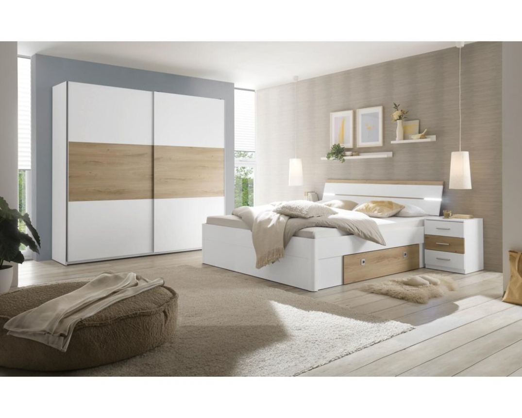 Schwebetürenschrank "Paula" - Weiß/Holz - 1