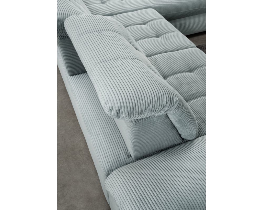 Ecksofa/Wohnlandschaft " Bosse" leger, inkl. Staukasten, Kopfteilfunktion, Liegefunktion, Sitztiefenverstellung - aquablau - 4