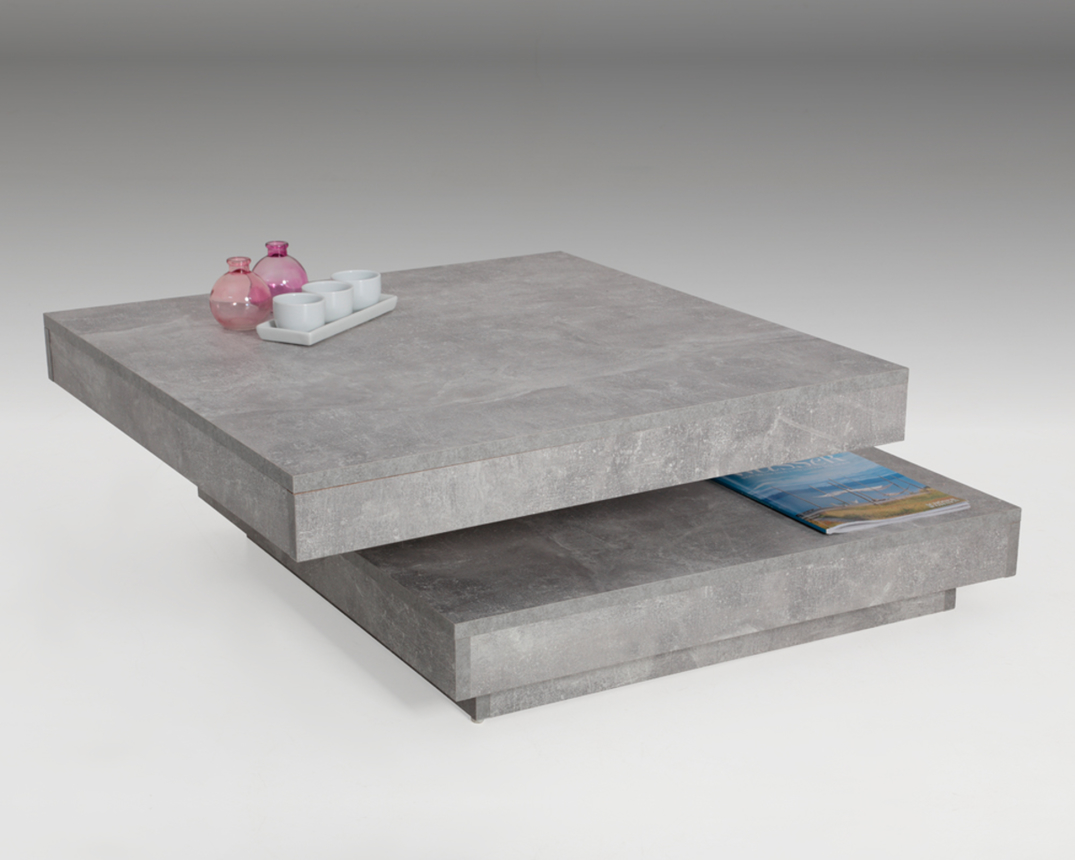 Couchtisch "Heath" Betonoptik, Tischplatte um 360 Grad drehbar - grau/Betonoptik - 1