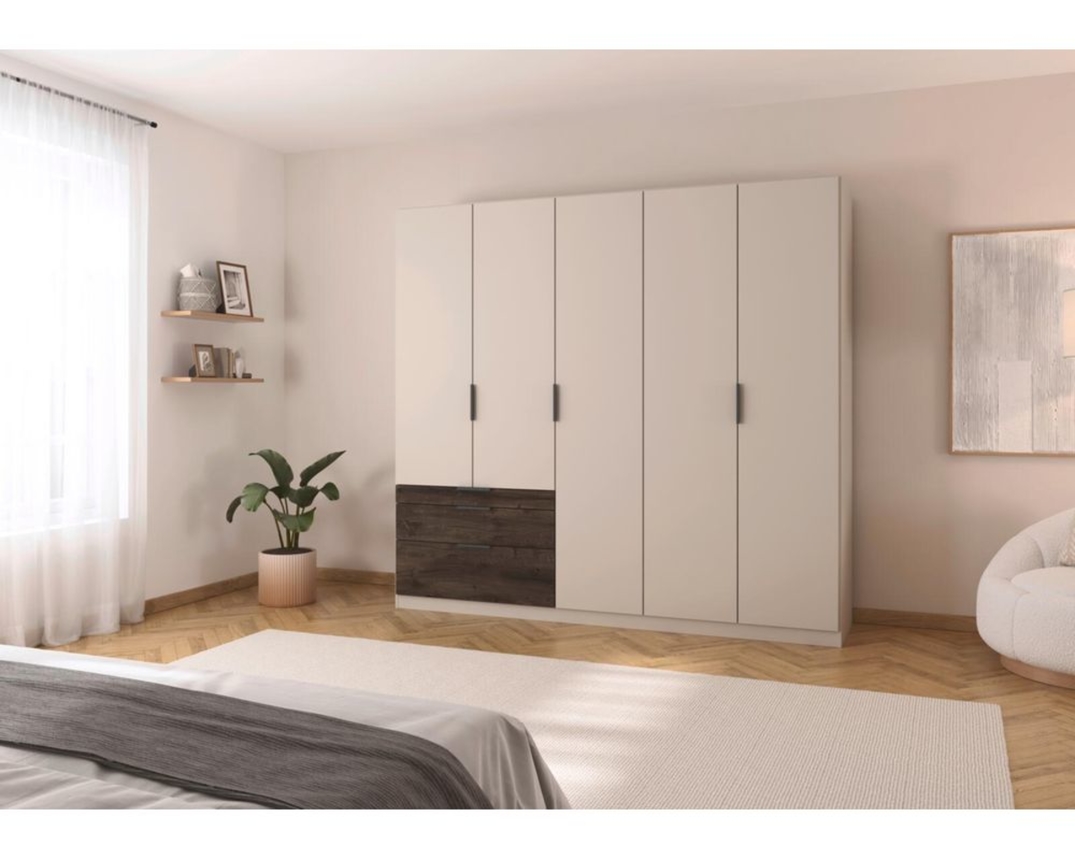 Drehtürenschrank "Reims", ca. 226x210 cm - Champagner/Dunkelbraun - 2