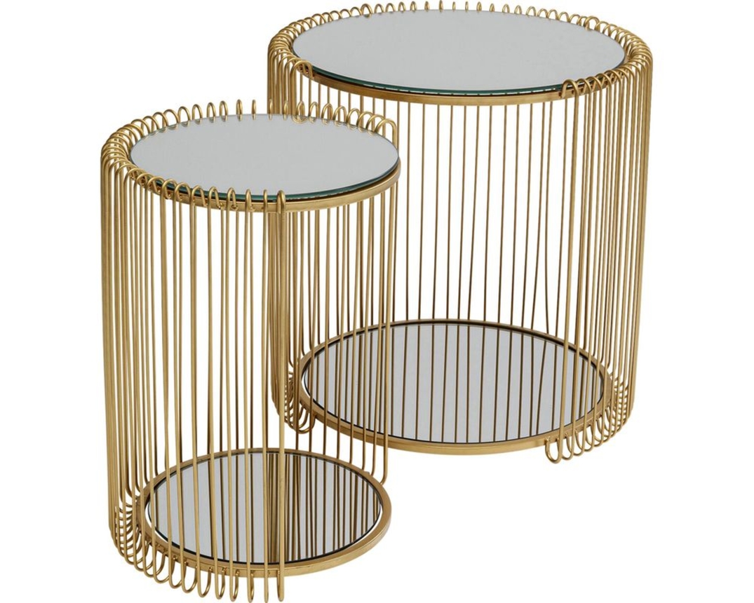 Couchtisch-Set "Kassel", Glas verspiegelt, Stahl gold - Gold - 1