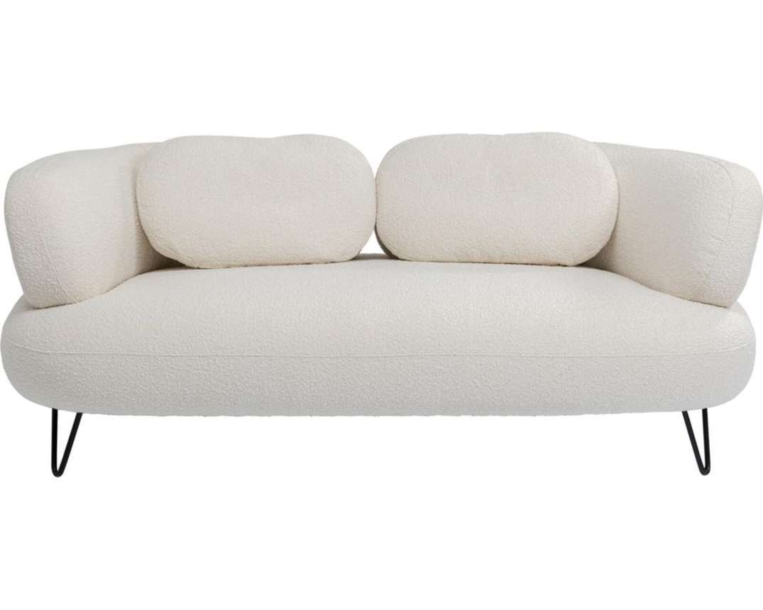 2er-Sofa "Krefeld", Boucle weiß, Stahl schwarz - Weiß - 1