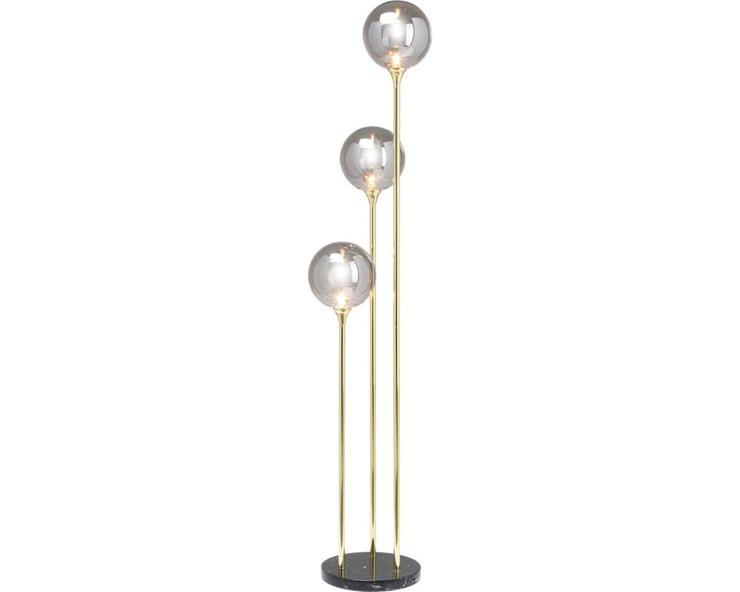 Stehleuchte "Kerken", Stahl vernickelt, Marmor, Glas - Gold/Schwarz - 1