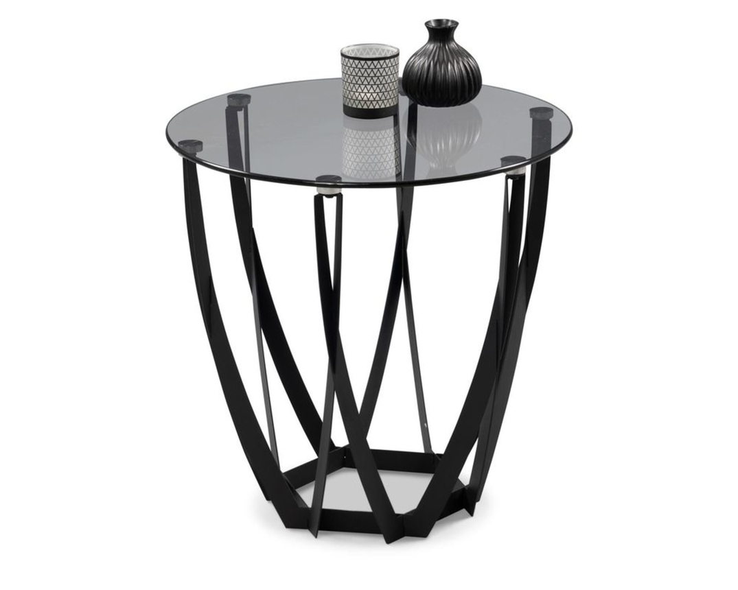 Beistelltisch "Merlscheid", Platte Sicherheitsglas grau, ca. 50x50 cm - Grau/Schwarz - 1