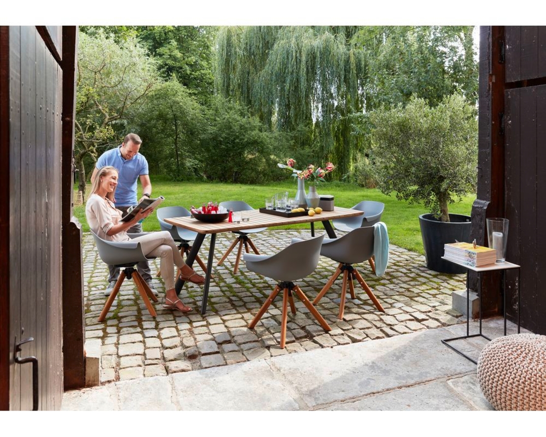 Gartentisch "Schweden" mit Teak-Platte - Braun/Schwarz - 1
